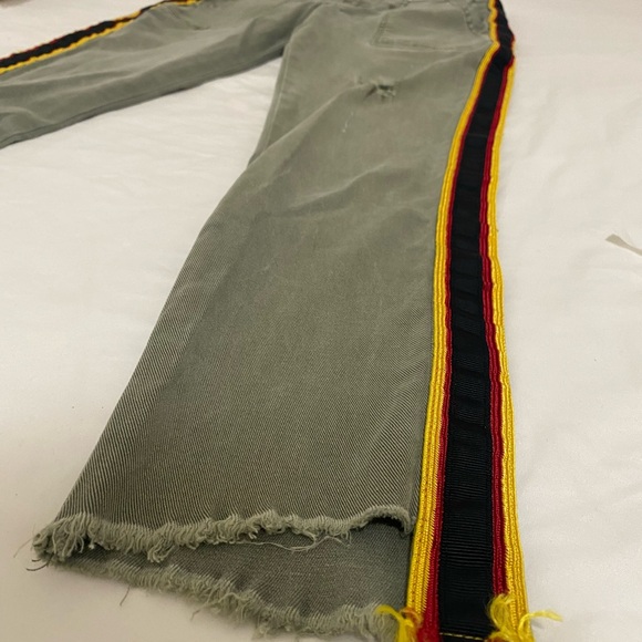 PAM AND GELA Army Green Striped Side Distress Pants Womens Size 24 - Picture 3 of 8